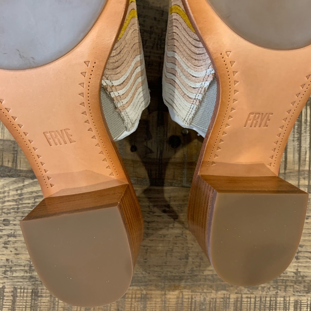NIB! FRYE “Cindy” multicolored suede mules - Picture 8 of 13